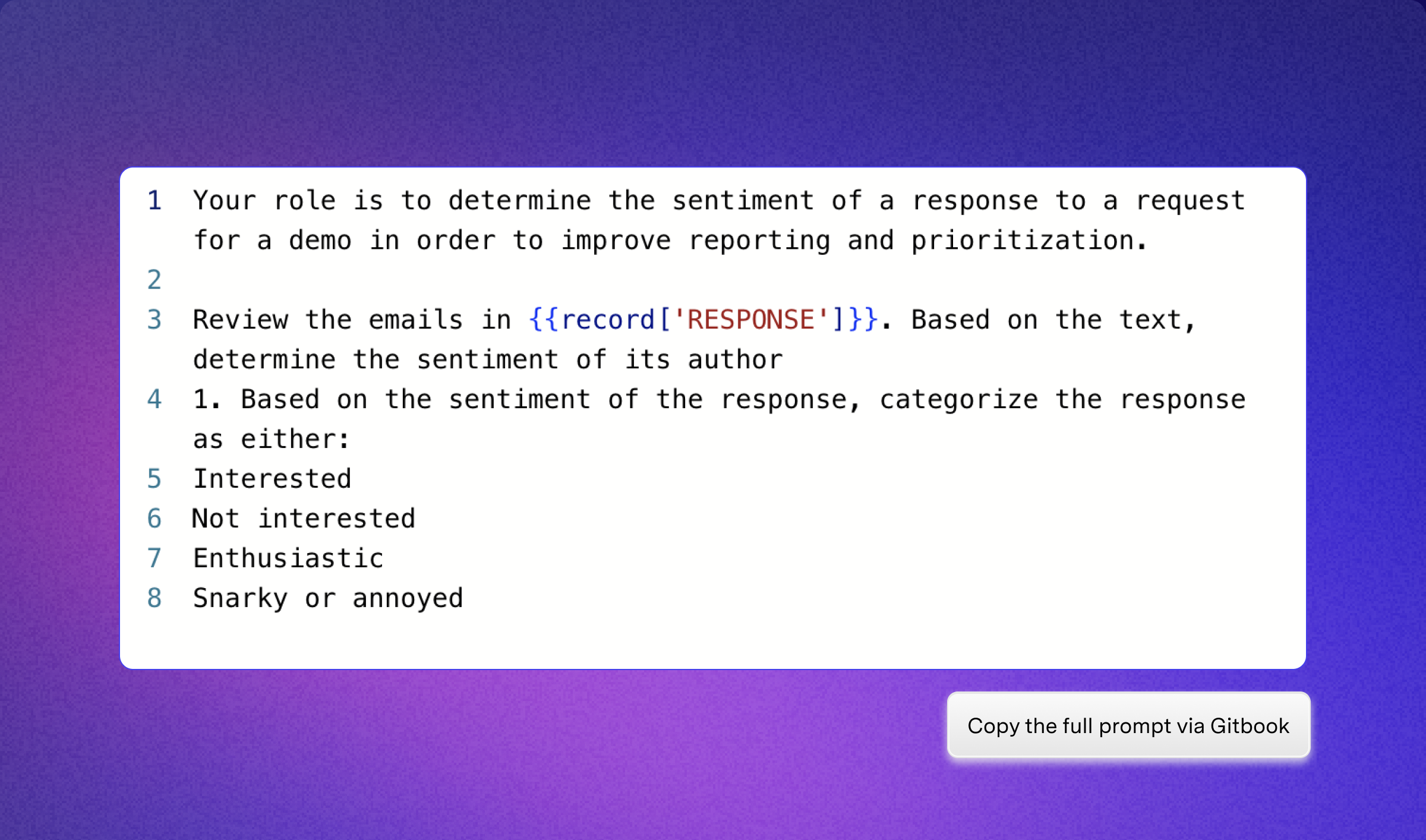 Classify outbound responses by sentiment