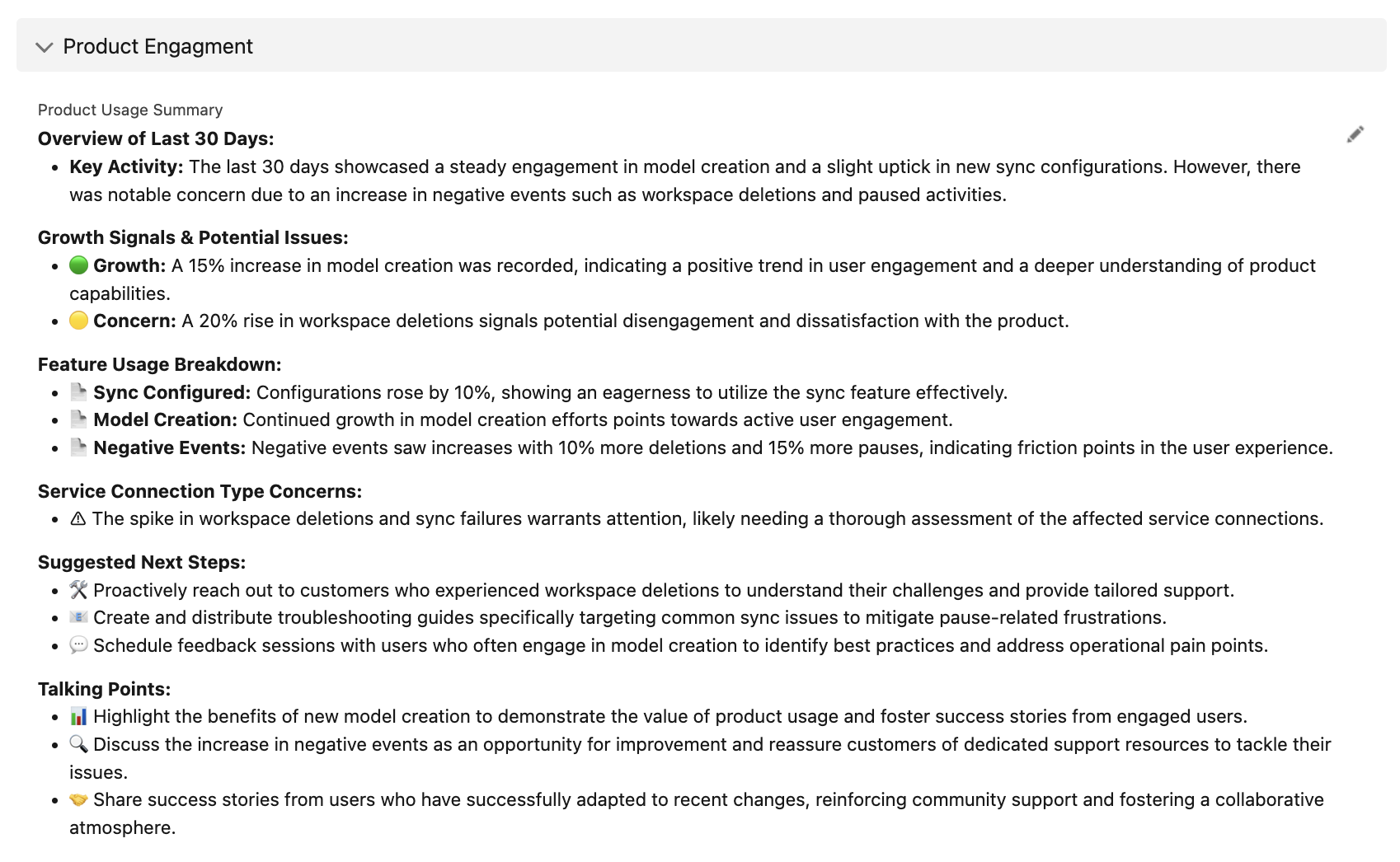 Product Usage Summary